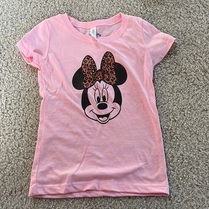 NWOT pink Minnie Mouse leopard bow t shirt Disney